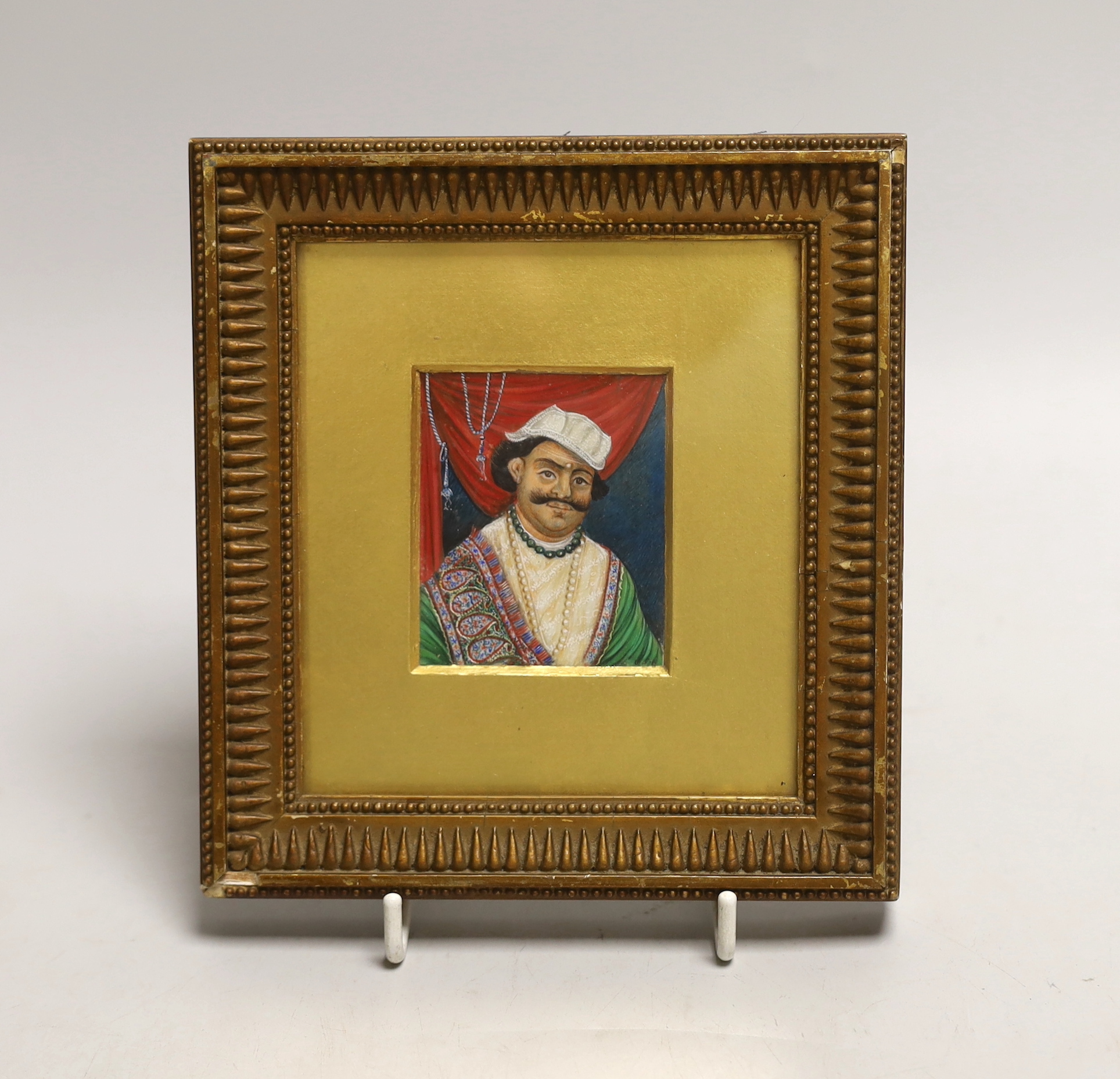 A 19th century Indian miniature portrait of a noble gentleman, on ivory CITES Submission reference TZ9TG9RQ